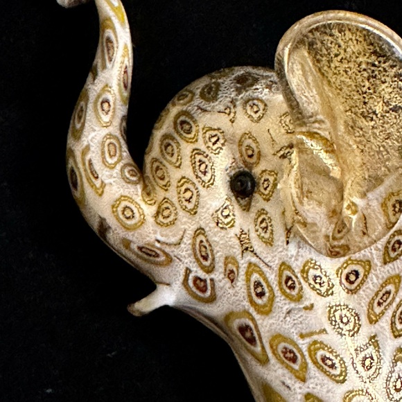 Lenox "Golden Luck" Elephant Murano Art Glass Millefiori Italian Trunk Up MINT - Picture 2 of 6